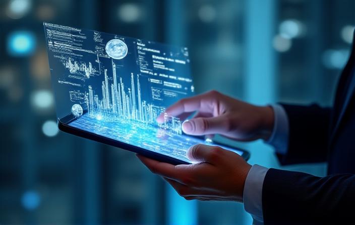 Logistics expert analyzing supply chain data on a digital interface